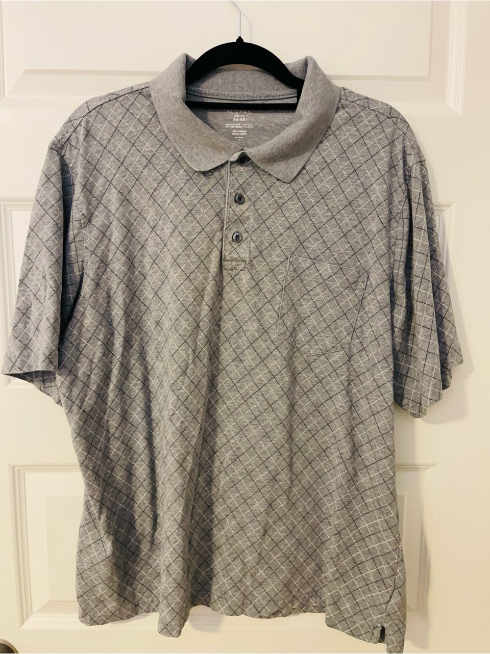 ⛳️George Men's Heather Gray Diamond-Pattern Polo